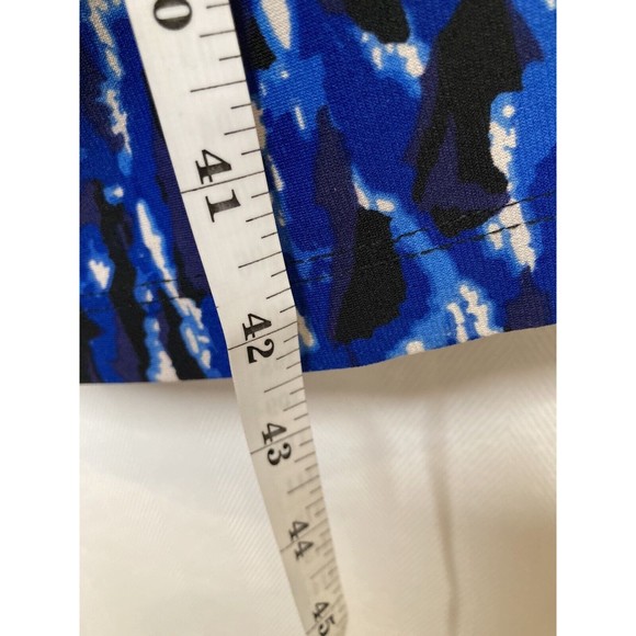 David Meister Dress Blue & Black Leopard Medallion Side Ruching Size 8 NEW - Picture 11 of 12